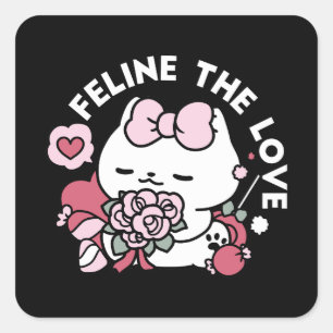 Kattdjuret Kärlek - Cute Valentines kattdesign Fyrkantigt Klistermärke