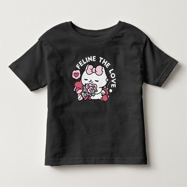 Kattdjuret Kärlek - Cute Valentines kattdesign T Shirt (Framsida)