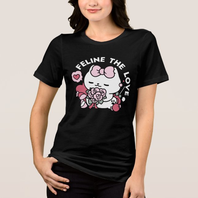 Kattdjuret Kärlek - Cute Valentines kattdesign T Shirt (Framsida)