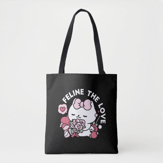 Kattdjuret Kärlek - Cute Valentines kattdesign Tygkasse (Framsida)