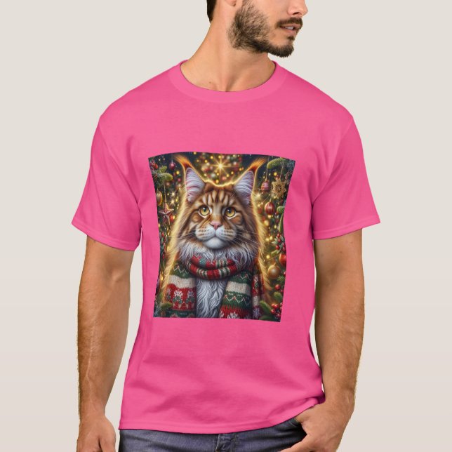 Kattdjuret Maine Coon jul Cat Tee Julhelg (Framsida)