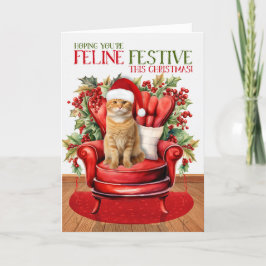 KATTDJURET orange och vit julklapp Helgkort