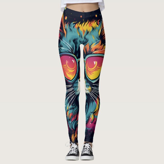 Kattdjuret Retro Geek Chic Leggings (Framsida)