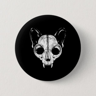Kattdjuret Skull Skeleton Hallo Knapp