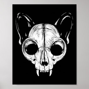 Kattdjuret Skull Skeleton Hallo Poster