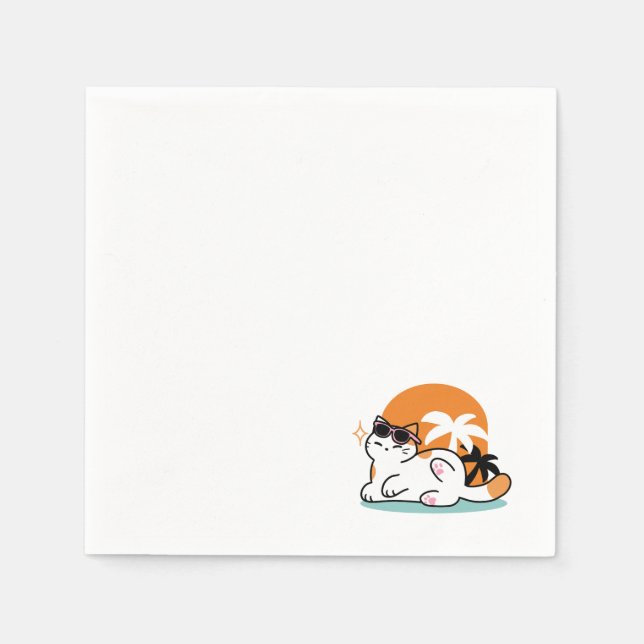 Kattdjurets Bra i solskenet - relaxat Tropiskt kat Pappersservett (Framsidan)