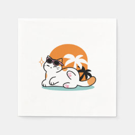 Kattdjurets Bra i solskenet - relaxat Tropiskt kat Pappersservett