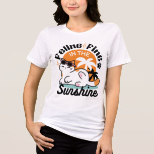 Kattdjurets Bra i solskenet - relaxat Tropiskt kat T Shirt