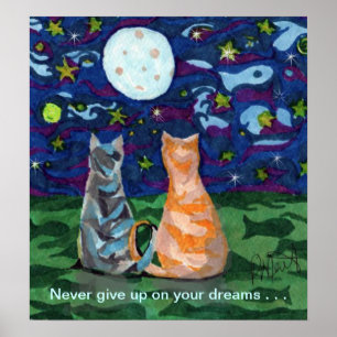 Kattdrömmar och fullmåne poster