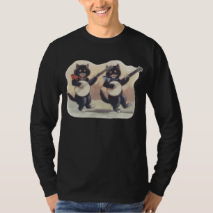 KattDuomanar mörk T-tröja för långärmad T-shirt