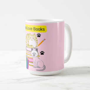 Katten älskar böcker kaffemugg