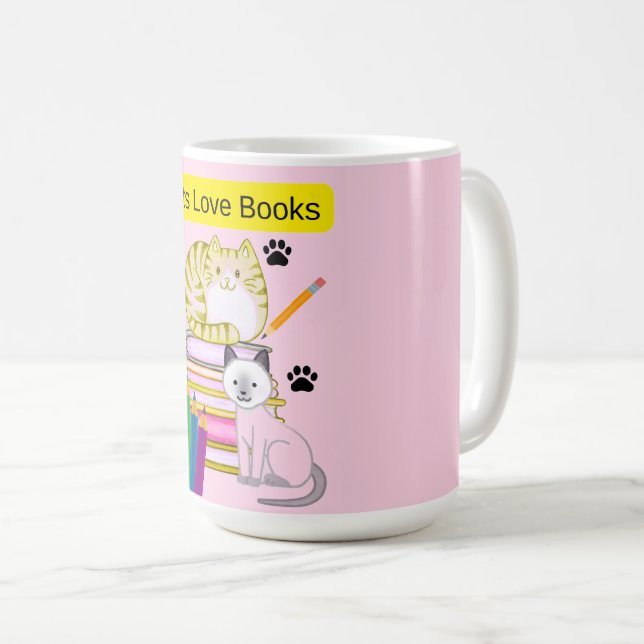 Katten älskar böcker kaffemugg (Framsida höger)