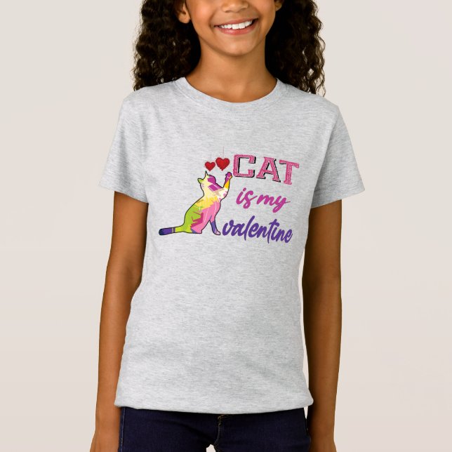 Katten är min valentin, min katt är min valentin t shirt (Framsida)