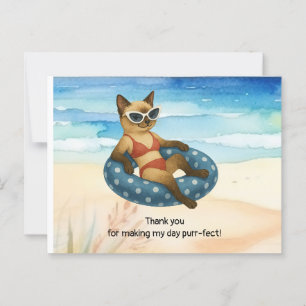 Katten är på stranden tack vykort