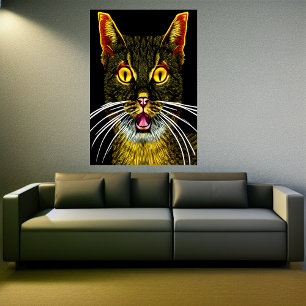 Katten är rädd   AI Art Poster