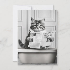 Katten är sitta på Toilet, katt läser nyheter Inbjudningar