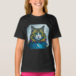 Katten åt kanariefågelfjädern | Färgrik porträttko T Shirt