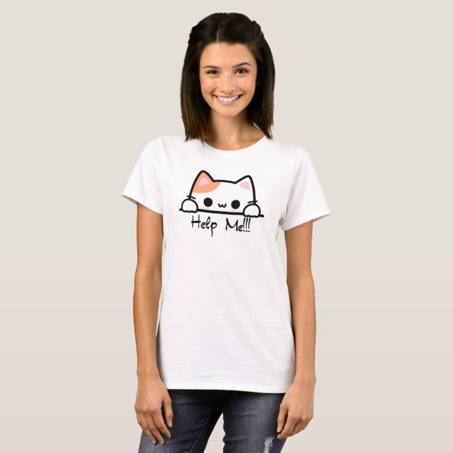 Katten ber om hjälp! t shirt (Hel framsida)