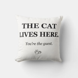 Katten Bor Här Du Är Gäst Rolig Katt Kudd Kudde