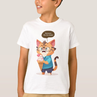 Katten chockas när hans glass faller. T-Shirt