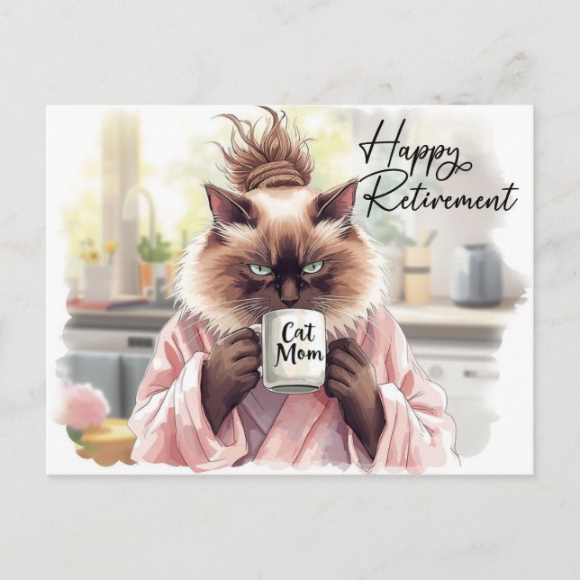 Katten dricker te Lycka till pensionen Vykort (Framsida)