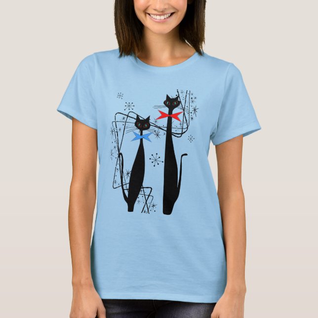 Katten för MCM för den Retro atom- eraen parar den T Shirt (Framsida)