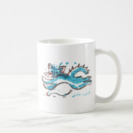 katten för vatten för kaffemuggen hoppar den kaffemugg