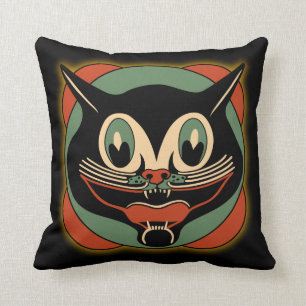 Katten för vintageart décosvarten kudder kudde