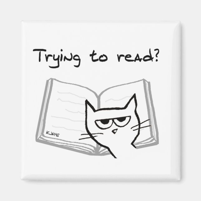 Katten gör det omöjligt att läsa - luddig magnet (Framsidan)