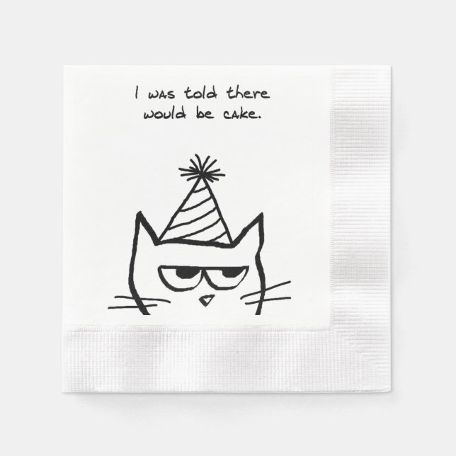Katten Hates Birthdays - Lusnyt Cat Party Napkins Pappersservett (Framsidan)