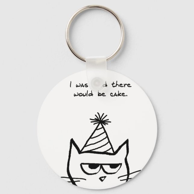 Katten Hates Birthdays - Lustigt Cat Keychain Nyckelring (Framsida)