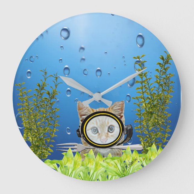 Katten i dyka maskerar med dela sig undervattens- stor klocka (Framsida)
