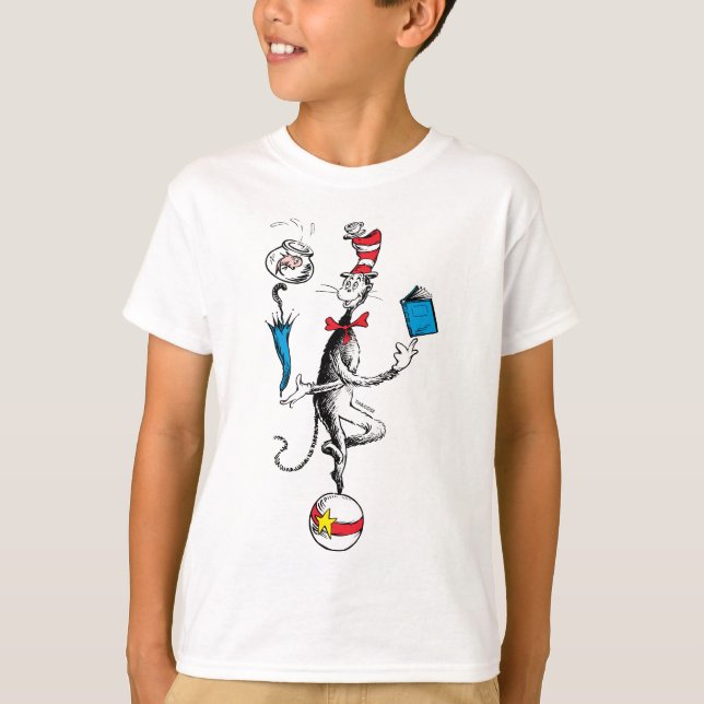 Katten i Hat Balancing Act T Shirt (Framsida)