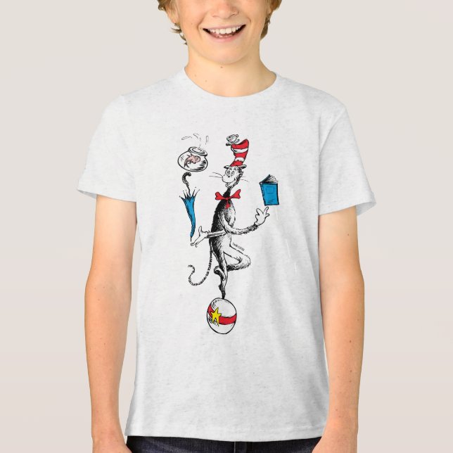 Katten i Hat Balancing Act T Shirt (Framsida)