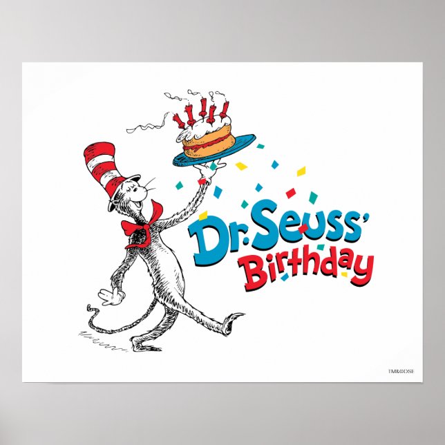 Katten i Hat | Seuss födelsedag Poster (Framsidan)