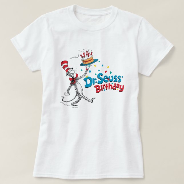 Katten i Hat| Seuss födelsedag T Shirt (Design framsida)