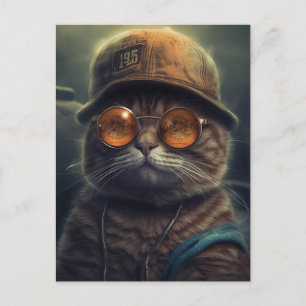 Katten i hatt och solglasögon vykort