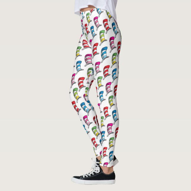 Katten i hatten färgglatt hattmönster leggings (Vänster)