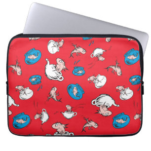 Katten i hatten Fiskröd mönster Laptop Fodral
