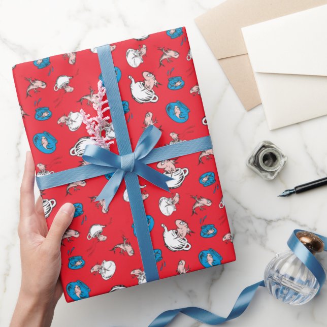 Katten i hatten | Fiskröd mönster Presentpapper (Gifting)