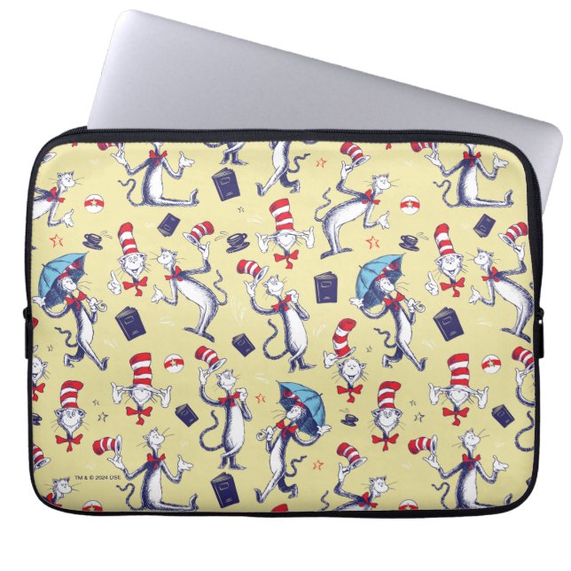 Katten i hatten | Gul mönster Laptop Fodral (Framsidan)