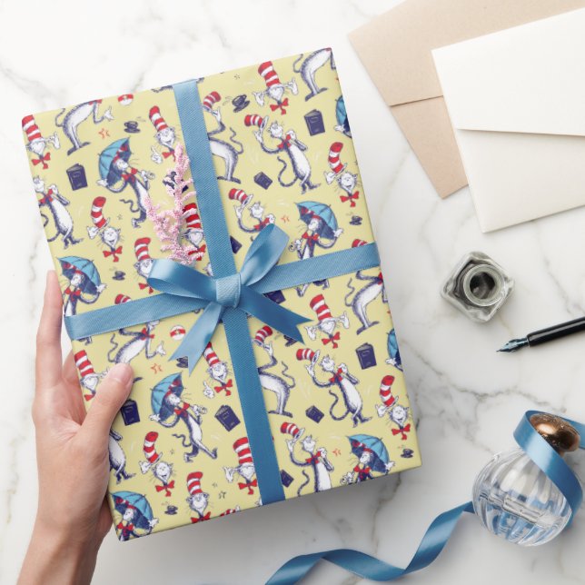 Katten i hatten | Gul mönster Presentpapper (Gifting)