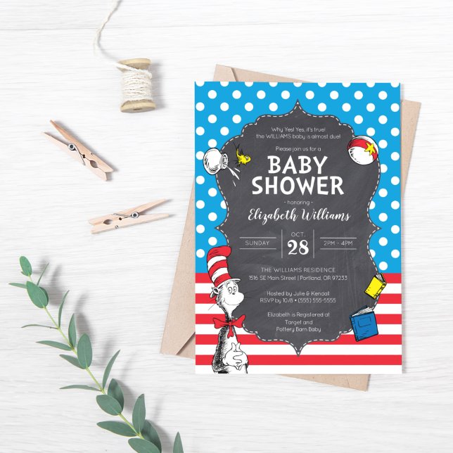 Katten i hatten-krita Baby Shower Inbjudningar (Skapare uppladdad)