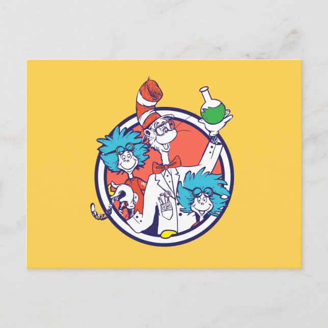 Katten i hatten & labbtekniker en labbtekniker två vykort (Framsida)