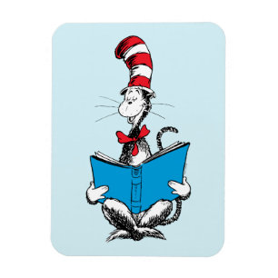 Katten i hatten läser magnet