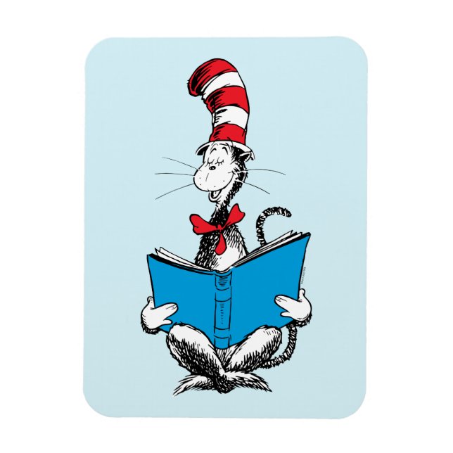 Katten i hatten läser magnet (Vertikal)