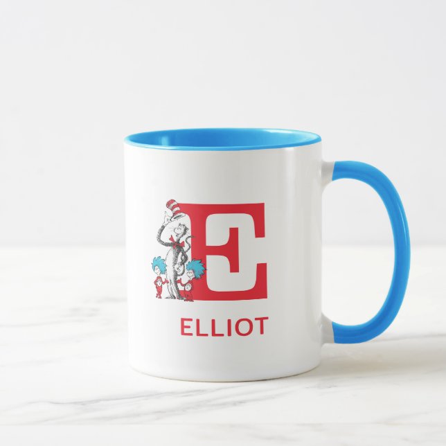 Katten i hatten, sak ett namn & monogram E Mugg (Höger)