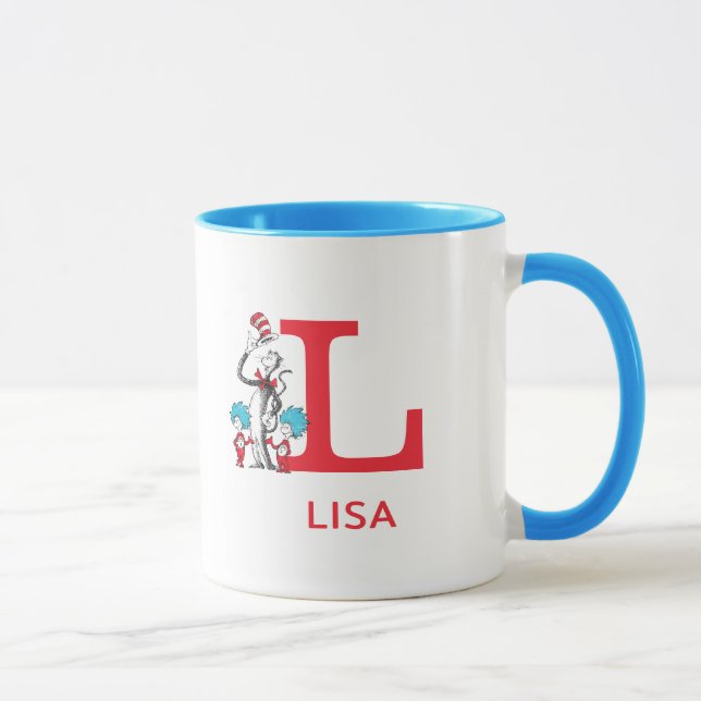 Katten i hatten, sak ett namn & monogram L Mugg (Höger)