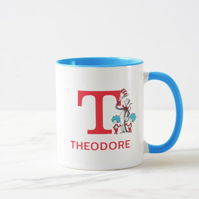 Katten i hatten, sak ett namn & monogram T Mugg (Höger)