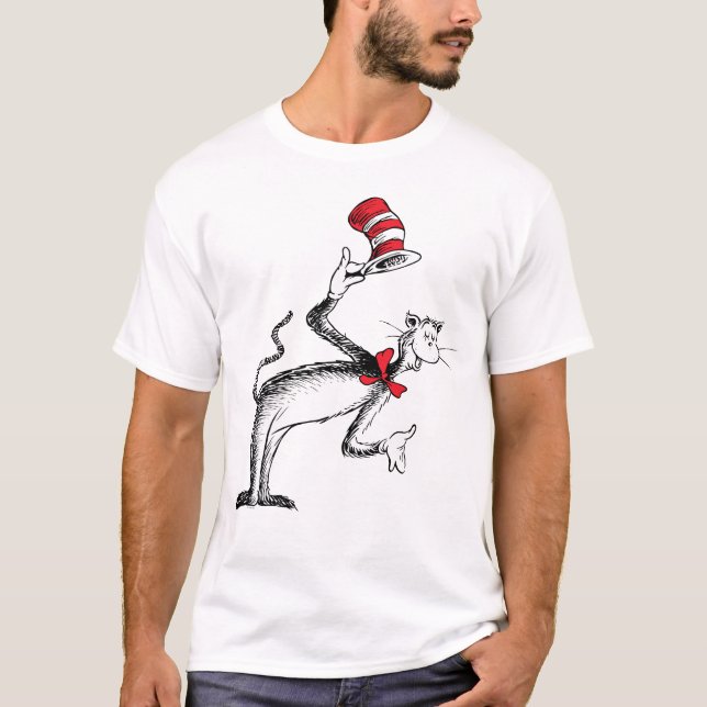 Katten i hatten tar ett klipp t shirt (Framsida)